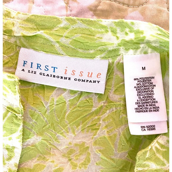 First Issue Women's Lime Green Sheer Button Front Blouse, Size M - Picture 7 of 7